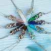 image:imageBivei Vintage Reiki Healing Crystal Necklace Hexagonal Prism Quartz Point Stone Flower Wrapped Pendulum Pendant JewelrySynthetic Green Turquoise