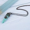 image:imageBivei Vintage Reiki Healing Crystal Necklace Hexagonal Prism Quartz Point Stone Flower Wrapped Pendulum Pendant JewelrySynthetic Green Turquoise