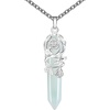 image:imageBivei Vintage Reiki Healing Crystal Necklace Hexagonal Prism Quartz Point Stone Flower Wrapped Pendulum Pendant JewelrySynthetic Opalite