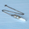 image:imageBivei Vintage Reiki Healing Crystal Necklace Hexagonal Prism Quartz Point Stone Flower Wrapped Pendulum Pendant JewelrySynthetic Opalite