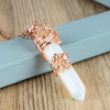image:imageBivei Vintage Reiki Healing Crystal Necklace Hexagonal Prism Quartz Point Stone Flower Wrapped Pendulum Pendant JewelrySynthetic Opalite