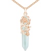 image:imageBivei Vintage Reiki Healing Crystal Necklace Hexagonal Prism Quartz Point Stone Flower Wrapped Pendulum Pendant JewelrySynthetic Opalite