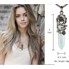 image:imageBivei Vintage Reiki Healing Crystal Necklace Hexagonal Prism Quartz Point Stone Flower Wrapped Pendulum Pendant JewelrySynthetic Opalite
