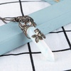 image:imageBivei Vintage Reiki Healing Crystal Necklace Hexagonal Prism Quartz Point Stone Flower Wrapped Pendulum Pendant JewelrySynthetic Opalite