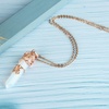 image:imageBivei Vintage Reiki Healing Crystal Necklace Hexagonal Prism Quartz Point Stone Flower Wrapped Pendulum Pendant JewelrySynthetic Opalite