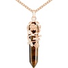 image:imageBivei Vintage Reiki Healing Crystal Necklace Hexagonal Prism Quartz Point Stone Flower Wrapped Pendulum Pendant JewelryTiger Eye