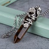 image:imageBivei Vintage Reiki Healing Crystal Necklace Hexagonal Prism Quartz Point Stone Flower Wrapped Pendulum Pendant JewelryTiger Eye