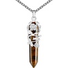 image:imageBivei Vintage Reiki Healing Crystal Necklace Hexagonal Prism Quartz Point Stone Flower Wrapped Pendulum Pendant JewelryTiger Eye