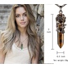 image:imageBivei Vintage Reiki Healing Crystal Necklace Hexagonal Prism Quartz Point Stone Flower Wrapped Pendulum Pendant JewelryTiger Eye