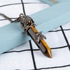 image:imageBivei Vintage Reiki Healing Crystal Necklace Hexagonal Prism Quartz Point Stone Flower Wrapped Pendulum Pendant JewelryTiger Eye