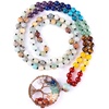 image:imageBivei 108 Mala Beads Necklace Life Tree 7 Chakra Wrap Bracelet Real Healing Gemstone Yoga Meditation Hand Knotted Mala Prayer Bead NecklaceAmazonite