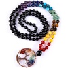 image:imageBivei 108 Mala Beads Necklace Life Tree 7 Chakra Wrap Bracelet Real Healing Gemstone Yoga Meditation Hand Knotted Mala Prayer Bead NecklaceBlack Agate