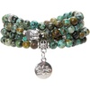 image:imageBivei 108 Mala Beads Necklace Long Beaded Wrap Bracelets Genuine Gemstone Mala Prayer Beads Lotus Buddha Charm Yoga Meditation NecklaceAfrican TurquoiseLotus OMBuddha