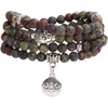 image:imageBivei 108 Mala Beads Necklace Long Beaded Wrap Bracelets Genuine Gemstone Mala Prayer Beads Lotus Buddha Charm Yoga Meditation NecklaceBloodstoneLotus OMBuddha