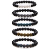 image:imageBivei Beaded Bracelet Set 5pcs for Women Men  Natural Gemstone Crystal Bracelets Healing Anxiety Round Stretch JewelryLava Stone