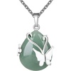 image:imageBivei Crystal Butterfly Necklaces for Women  Rose Quartz Wire Wrap Gemstone Chakra Pendant Gifts Jewelry for Women MenGreen  Green Adventurine