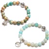 image:imageBivei Gemstone Bead Bracelet for Women Healing Crystal Stone Yoga Chakra Meditation Good Luck Charm Bracelet SetElephant Charm VarisciteampLotus Charm Amazonite