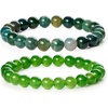 image:imageBivei Natural Crystals Gemstone Healing Stretchy Round Beaded Bracelet  8MM Semi Precious Beads Bracelet Handmade Spiritual Jewelry Gift for Women MenEnhance Positive Energy8mm Moss Agate  Green Jade Wisdom