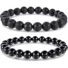 image:imageBivei Natural Crystals Gemstone Healing Stretchy Round Beaded Bracelet  8MM Semi Precious Beads Bracelet Handmade Spiritual Jewelry Gift for Women MenEnhance Positive Energy8mm Lava Stone  Black Obsidian Protection
