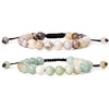 image:imageBivei Natural Gemstone Semi Precious Crystals Handmade Stretchy Round Beads Bracelet Enhance Positive EnergyAdjustable Bamboo Leaf Agate amp AmazoniteGood Luck Adjustable6985