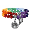 7 Chakras Beads Bracelet Set- Silver