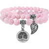 image:imageBivei Natural Semi Precious Gemstone beads bracelet for women  Life Tree and Leaf Charm Energy Reiki Crystal Stretch BraceletsRose Quartz Bracelets Set