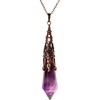 image:imageBivei Retro Antique Brass Chakra Necklace 12 Facted Prism Prism Gemstone  Quartz Crystal Stone Healing PendantAmethyst