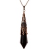 image:imageBivei Retro Antique Brass Chakra Necklace 12 Facted Prism Prism Gemstone  Quartz Crystal Stone Healing PendantBlack Agate