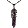 image:imageBivei Vintage Reiki Healing Crystal Necklace Hexagonal Prism Quartz Point Stone Flower Wrapped Pendulum Pendant JewelryAmethyst