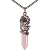 image:imageBivei Vintage Reiki Healing Crystal Necklace Hexagonal Prism Quartz Point Stone Flower Wrapped Pendulum Pendant JewelryRose Quartz