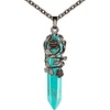 image:imageBivei Vintage Reiki Healing Crystal Necklace Hexagonal Prism Quartz Point Stone Flower Wrapped Pendulum Pendant JewelrySynthetic Green Turquoise