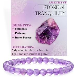 image:imageBivei 6mm Beaded Bracelets for Women Handmade Semi Precious Natural Stone Stretch Elastic Jewelry Yoga Protection GiftsAmethyst  Tranquility