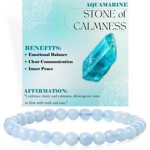 image:imageBivei 6mm Beaded Bracelets for Women Handmade Semi Precious Natural Stone Stretch Elastic Jewelry Yoga Protection GiftsAquamarine  Calmness