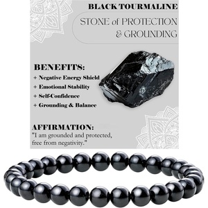 image:imageBivei 6mm Beaded Bracelets for Women Handmade Semi Precious Natural Stone Stretch Elastic Jewelry Yoga Protection GiftsBlack Tourmaline  Protection  Grounding