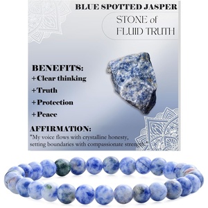 image:imageBivei 6mm Beaded Bracelets for Women Handmade Semi Precious Natural Stone Stretch Elastic Jewelry Yoga Protection GiftsBlue Spotted JasperCalm Flow