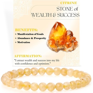 image:imageBivei 6mm Beaded Bracelets for Women Handmade Semi Precious Natural Stone Stretch Elastic Jewelry Yoga Protection GiftsCitrine  Wealth  Success