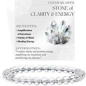 image:imageBivei 6mm Beaded Bracelets for Women Handmade Semi Precious Natural Stone Stretch Elastic Jewelry Yoga Protection GiftsClear Quartz  Clarity  Energy