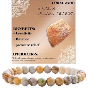 image:imageBivei 6mm Beaded Bracelets for Women Handmade Semi Precious Natural Stone Stretch Elastic Jewelry Yoga Protection GiftsCoral JadeCreativity  Calm