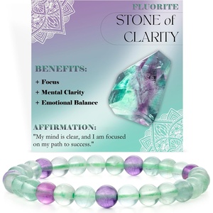 image:imageBivei 6mm Beaded Bracelets for Women Handmade Semi Precious Natural Stone Stretch Elastic Jewelry Yoga Protection GiftsFluorite  Clarity