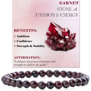 image:imageBivei 6mm Beaded Bracelets for Women Handmade Semi Precious Natural Stone Stretch Elastic Jewelry Yoga Protection GiftsGarnet  Passion  Energy