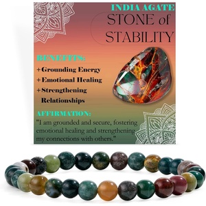 image:imageBivei 6mm Beaded Bracelets for Women Handmade Semi Precious Natural Stone Stretch Elastic Jewelry Yoga Protection GiftsIndia Agate  Stability