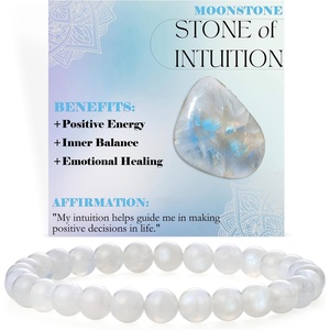 image:imageBivei 6mm Beaded Bracelets for Women Handmade Semi Precious Natural Stone Stretch Elastic Jewelry Yoga Protection GiftsMoonstone  Intuition