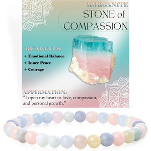 image:imageBivei 6mm Beaded Bracelets for Women Handmade Semi Precious Natural Stone Stretch Elastic Jewelry Yoga Protection GiftsMorganite  Compassion