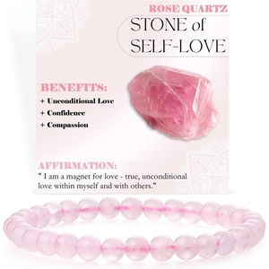 image:imageBivei 6mm Beaded Bracelets for Women Handmade Semi Precious Natural Stone Stretch Elastic Jewelry Yoga Protection GiftsRose Quartz  SelfLove