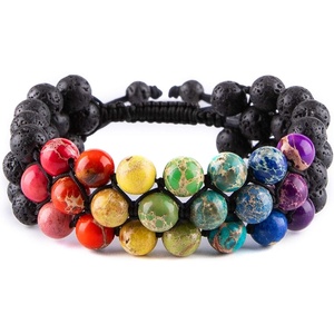 image:imageBivei 8mm Natural Lava Rock Stone Bracelets for Men  Healing Crystal Essential Oil Diffuser Beads Bracelet Chakra Yoga Energy Anxiety Gemstone Bracelet Gift Jewelry for MenLava Rock  Agate