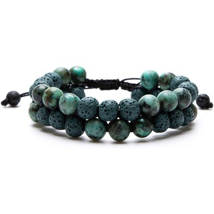 image:imageBivei Aromatherapy Essential Oil Diffuser Bracelet Lava Stone Bead Gemstone Anxiety Diffuser Bangle Cuff BraceletDark Green