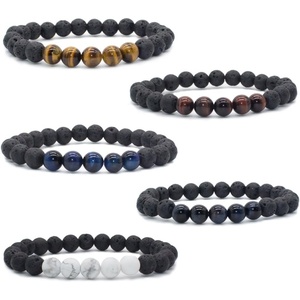 image:imageBivei Beaded Bracelet Set 5pcs for Women Men  Natural Gemstone Crystal Bracelets Healing Anxiety Round Stretch JewelryCustom Tiger Eye Stone  Howlite
