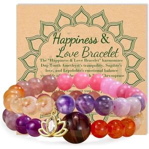 image:imageBivei Beaded Bracelets for Women with Lotus Charm Healing Gemstone Crystal 7 Chakra Bracelet Natural Stretch Bracelets Set for Women Yoga Meditation Anxiety Stress Relief JewelryHappinessLove Bracelets