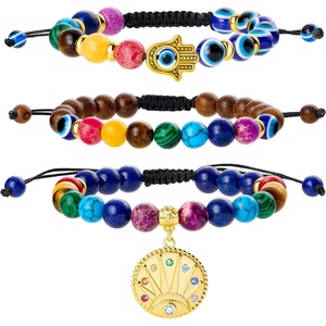 image:imageBivei Chakra Bead Bracelets for Women  8mm 7 Chakra Bracelet With Real Stones Yoga Gemstone Jewelry 3 Pack1 Set of 3 Evil Eye