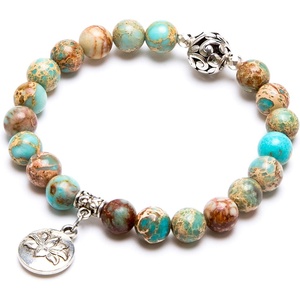 image:imageBivei Gemstone Bead Bracelet for Women Healing Crystal Stone Yoga Chakra Meditation Lotus Good Luck Charm BraceletVariscite
